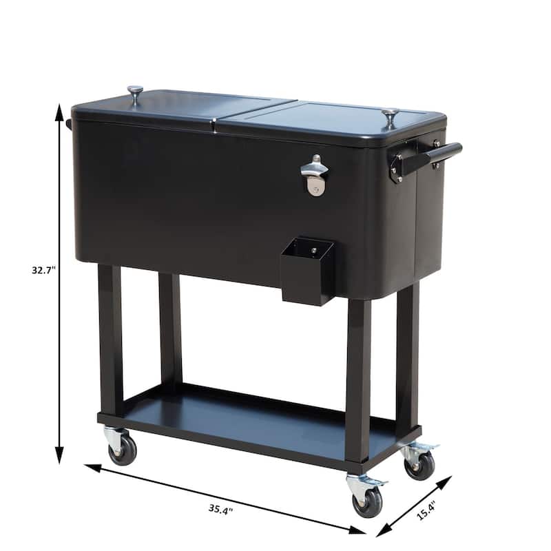 Outsunny Rolling Ice Chest Portable Patio Party Drink Cooler Cart