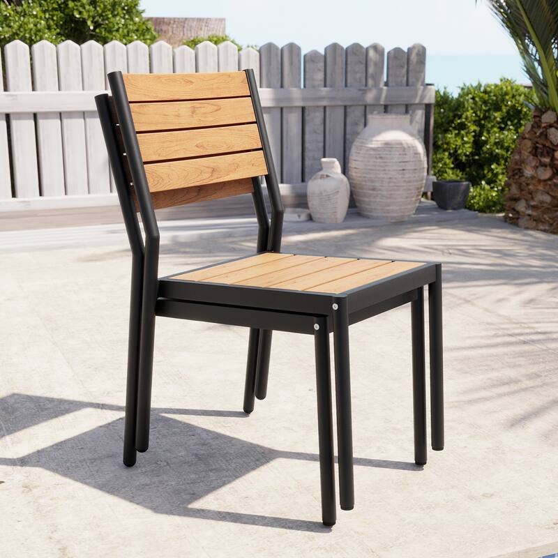 Outdoor Dining Chairs Modern Aluminum Stackable Armless Chairs for Patio