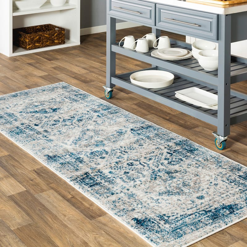 Livabliss Evry Vintage Heriz Area Rug - Sky Blue - 2' 7" x 10'
