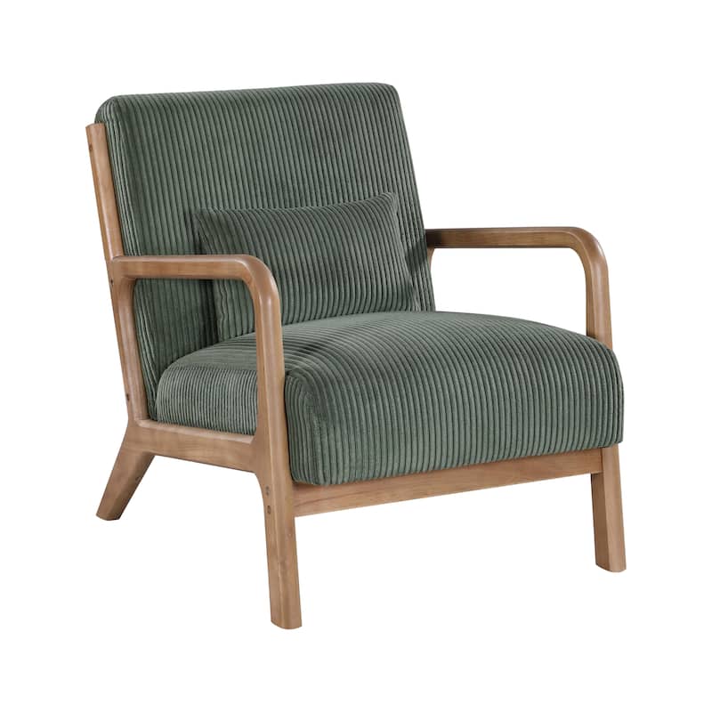 Elegance Wooden Corduroy Lounge Chair