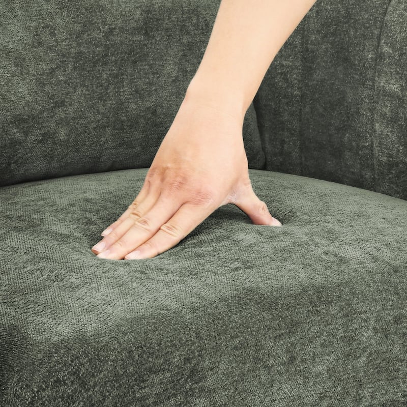 Upholstered Chenille Barrel Accent Chair With Storage Ottoman,Modern Barrel Arm Chair,Reading Chair With Ottoman For Living Room