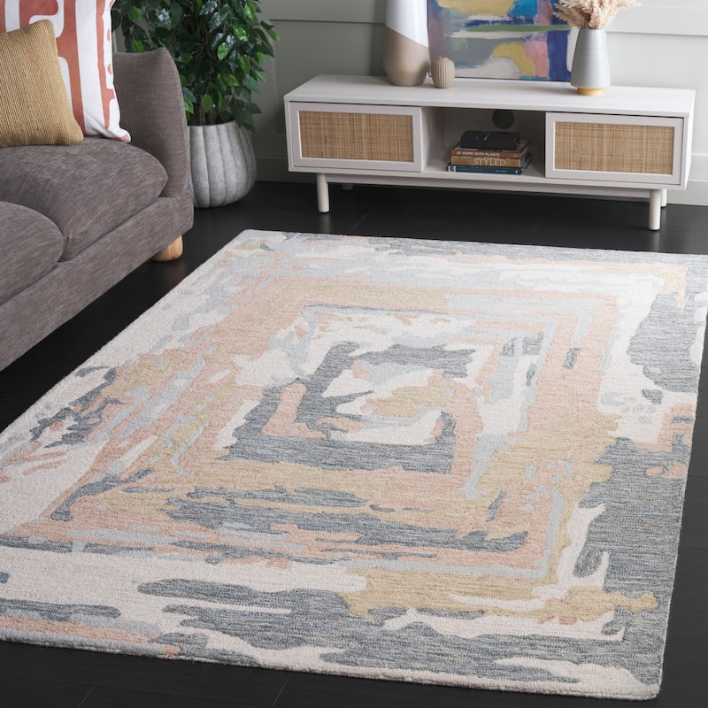 SAFAVIEH Handmade Ebony Taniusa Modern Contemporary Wool Rug - 8' x 10' - Grey/Ivory