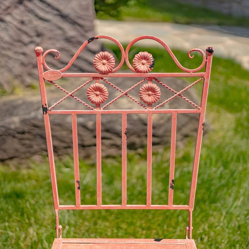 3- Piece Bistro Set with Flower Accents "Copenhagen" - 30.31" L x 30.31" W x 30.31" H.