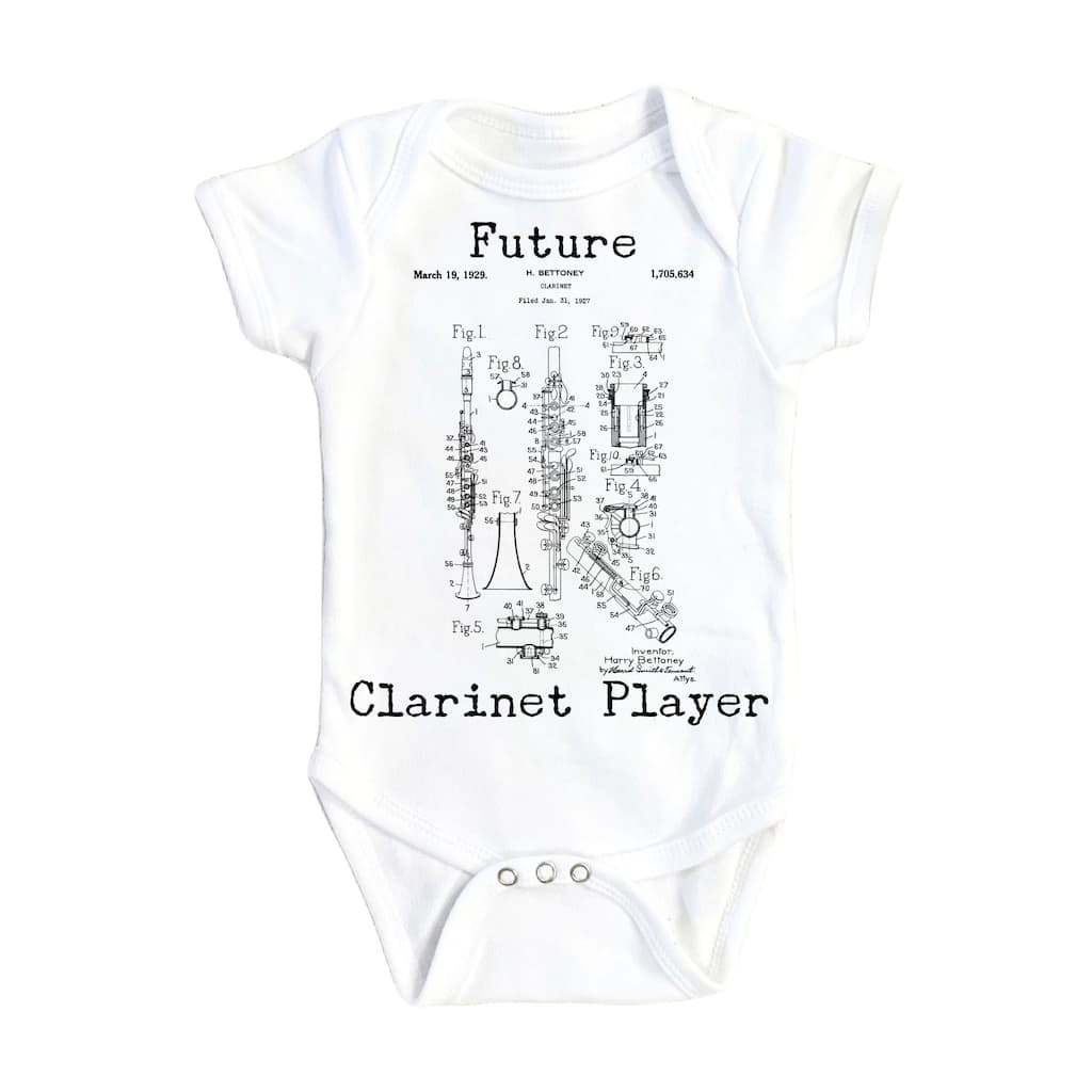 Clarinet Patent - Baby Boy Girl Clothes Infant Bodysuit Funny Cute Newborn
