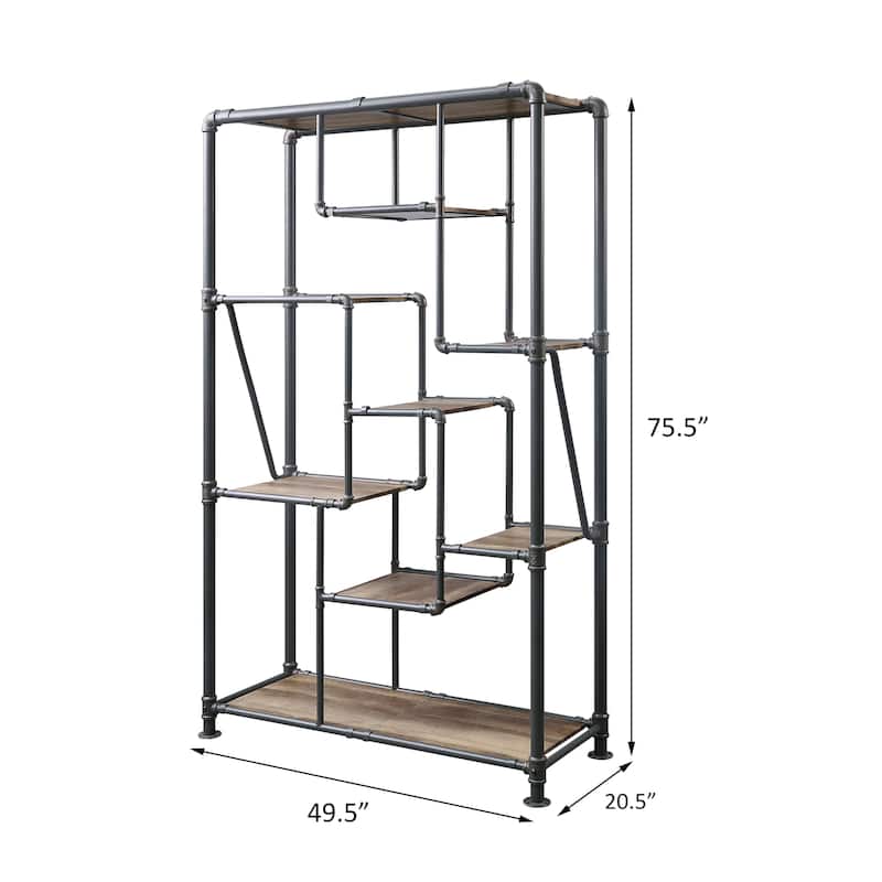 Mankato Antique Oak and Sandy Grey 8-Shelf Bookshelf