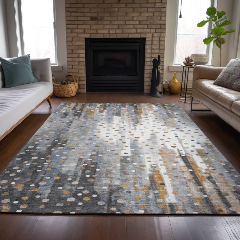 Machine Washable Indoor/Outdoor Modern Confetti Chantille Rug