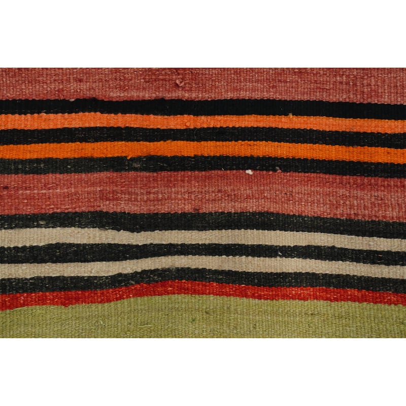 Hand Woven Oriental 100% Wool Carpet Southwestern Geometric Oranges & Rust Kilim Runner Rug - 9' 3'' X 4' 5''