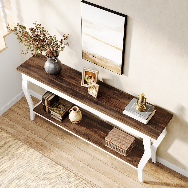 2-tier Narrow Long Console Sofa Table for Entryway Living Room