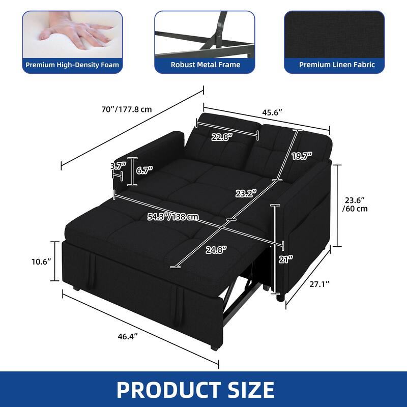 Moasis 3 IN 1 Sleeper Sofa Bed, Pull Out Chair Sofa