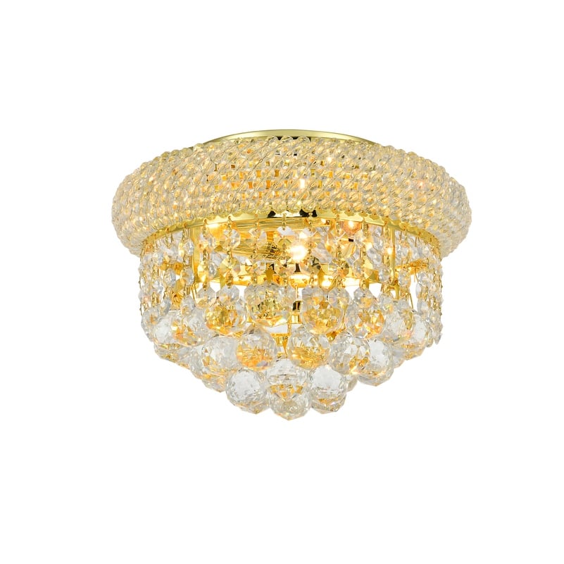 Somette Geneva 3-light Royal Cut Crystal and Gold Flush Mount