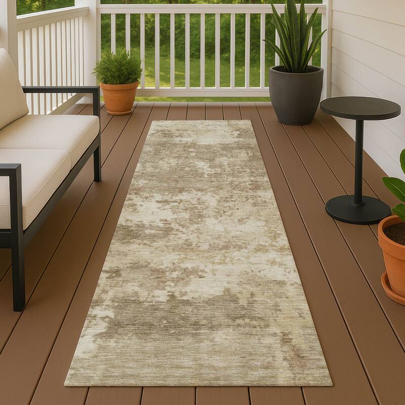 Machine Washable Indoor/ Outdoor Modern Jenna Chantille Rug - Khaki - 2'3" x 7'6"