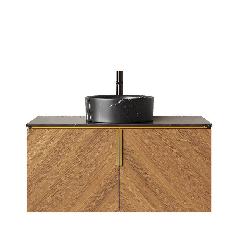 Wall-Mounted Bathroom Vanity with Round Ceramic Sink