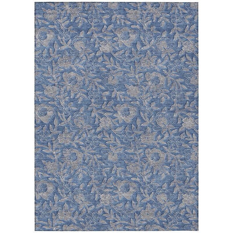 Machine Washable Indoor/ Outdoor Chantille Floral Rug