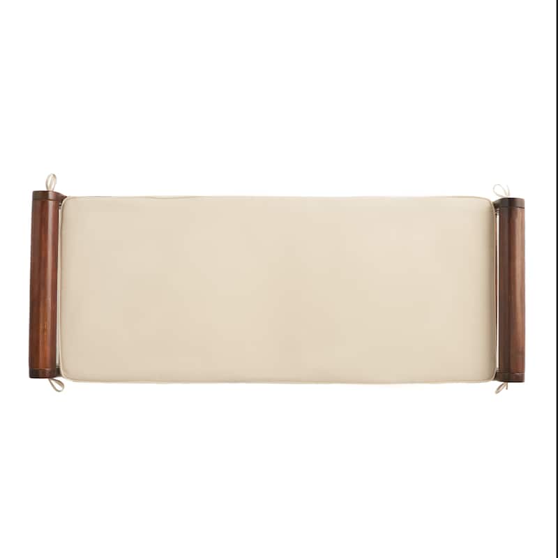 Nelson Rustic Acacia Wood Bench with Cushion by Christopher Knight Home