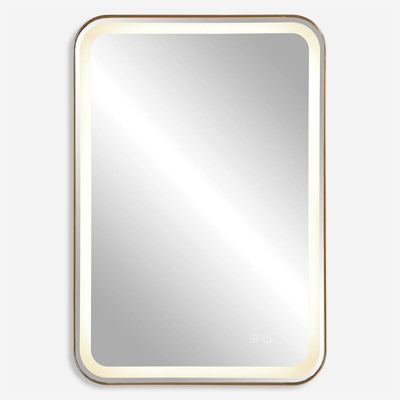 LED Lighted Stainless Steel Vanity Mirror - 32.25" - Brass Finish