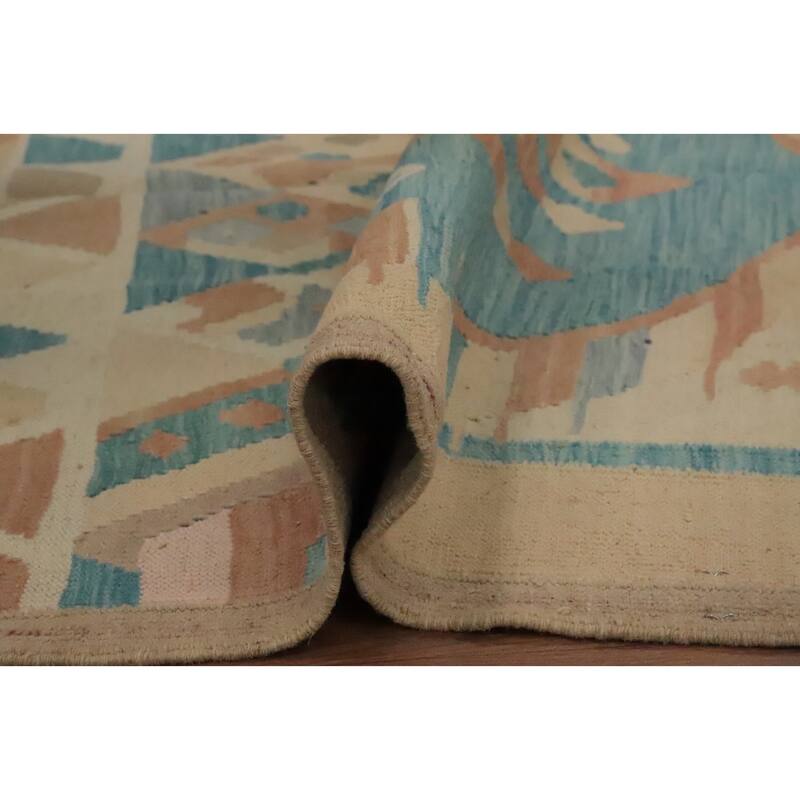 Hand Woven Oriental 100% Wool Carpet Southwestern Tribal Multi-Colored Kilim Area Rug - 6' 3'' X 4' 2''