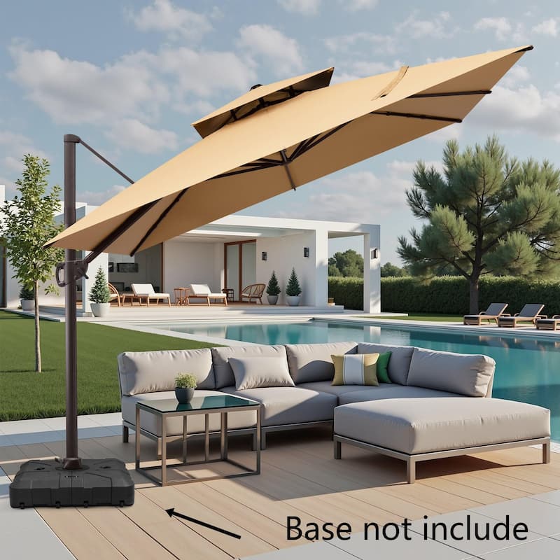 VredHom Dual Top Wind Vent 11x11Ft Offset Cantilever Patio Umbrella