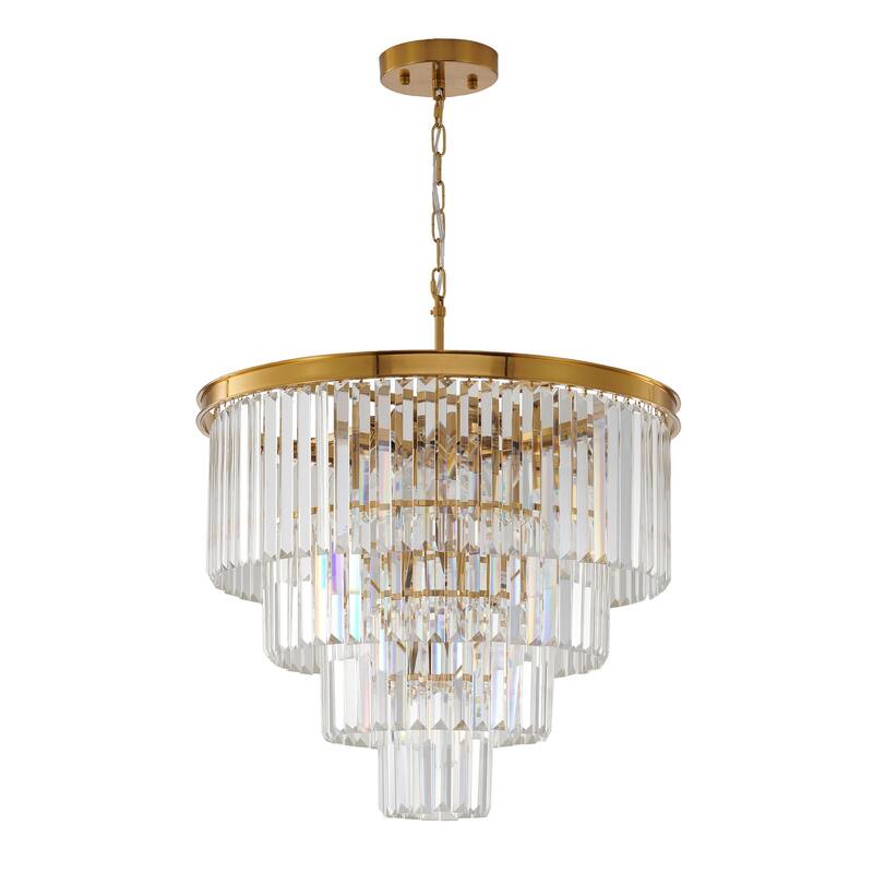 12-Light Gold Chandelier With Clear Hanging Crystal