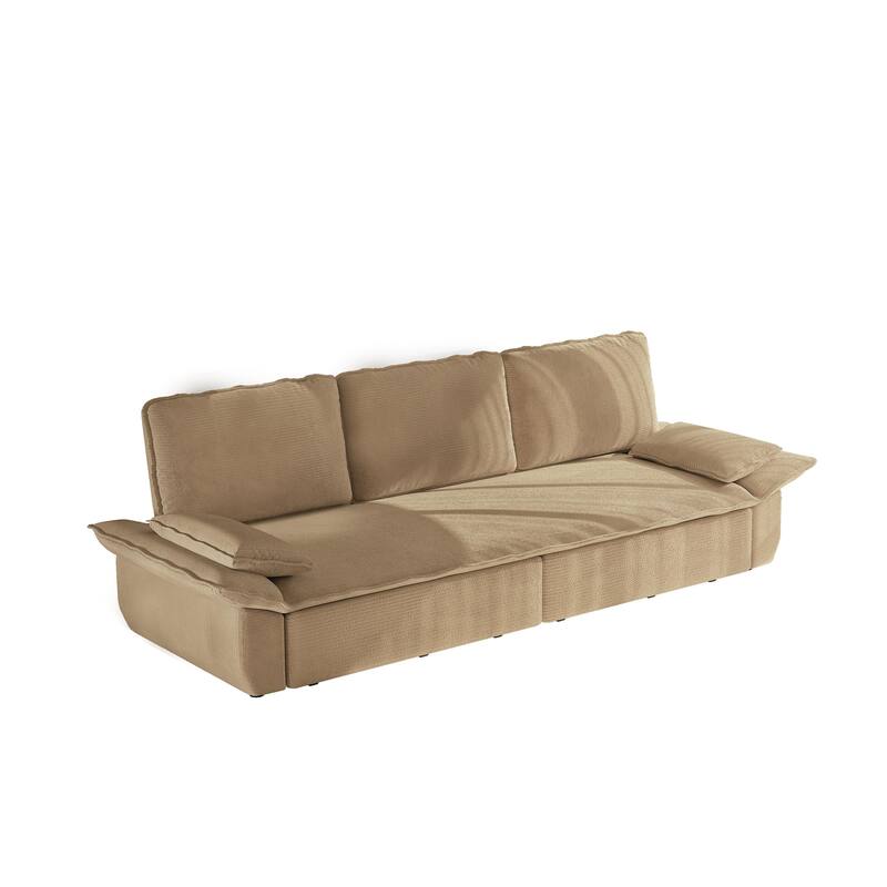 94.5" Corduroy Sofa Bed, 3-in-1 Convertible Sleeper Sofa Couch, Pull Out Sofa Bed, Space-Saving Upholstered Sofa