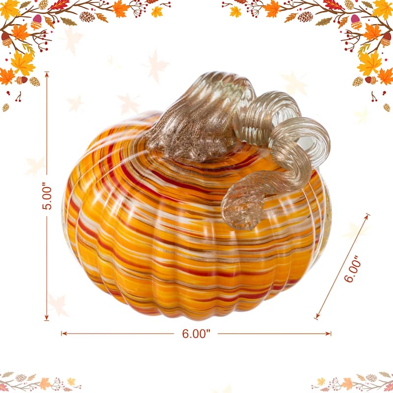 Glitzhome Fall Harvest Glass Pumpkin & Gourd Decor Halloween Thanksgiving Centerpiece (Set of 2/Set of 3)