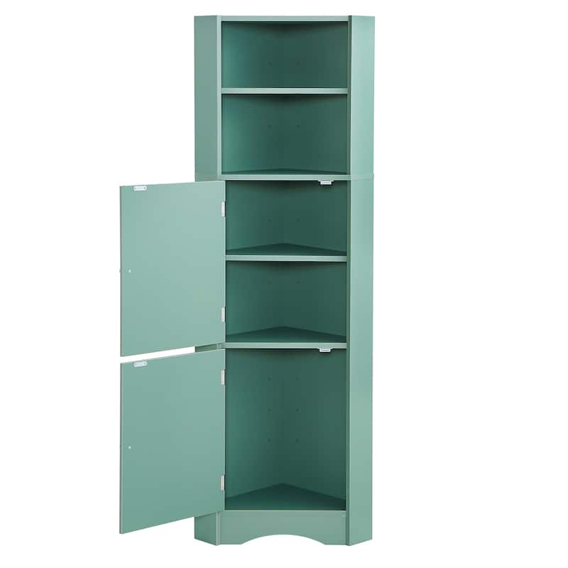 DFStudio - Tall Bathroom Corner Storage Cabinet with Adjustable Shelves, MDF