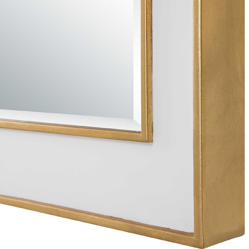 Beveled Arch Wall Mirror with Raised Edges - 38" - White and Gold