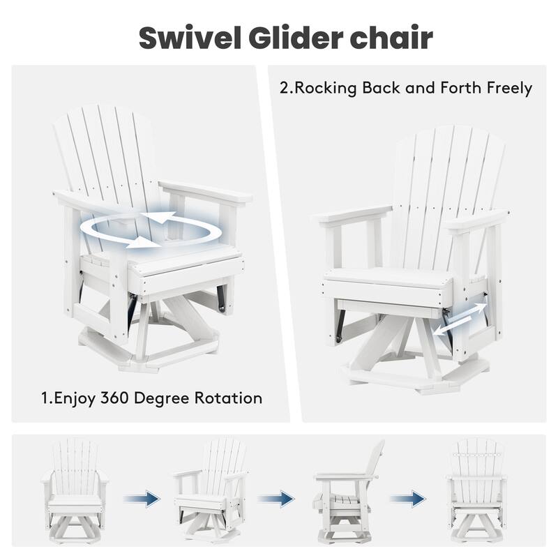 HDPE Adirondack Swivel Glider, Outdoor Patio Chair