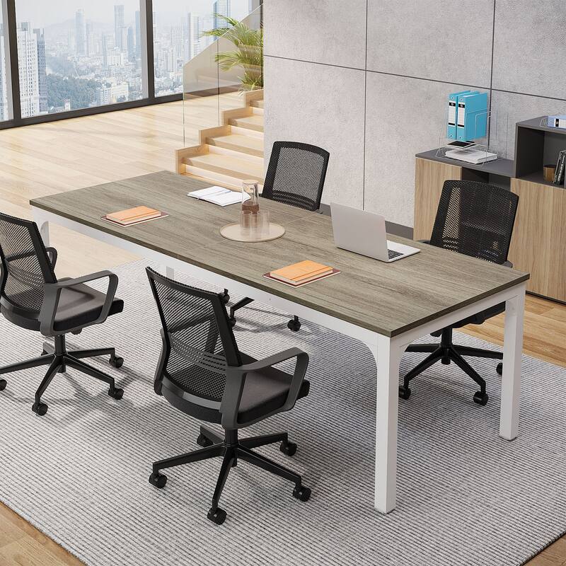 Rectangle 13FT Large Conference Table Set of 2, 78.74-Inch Meeting Seminar Table, Long Business Table