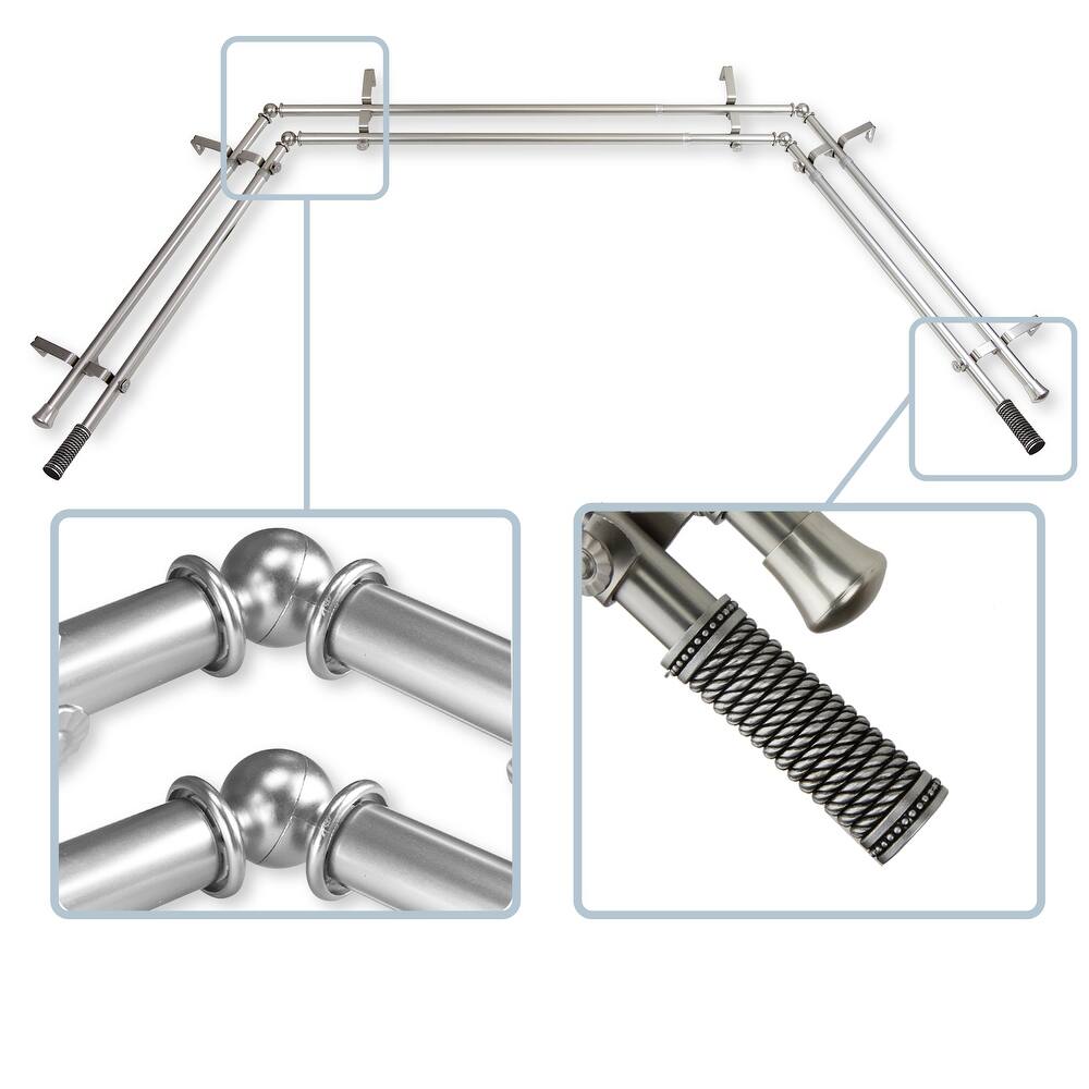 InStyleDesign Yarn 13/16" Double Bay Window Curtain Rod