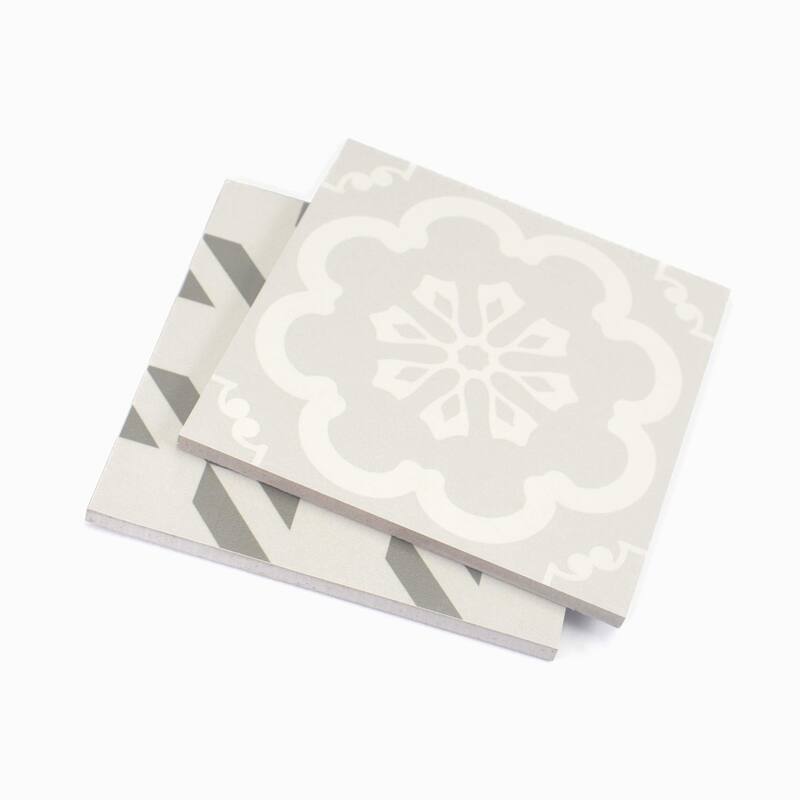 Cruz Bay Studio MKT61121 Felix - 7" x 7" Encaustic Floor and Wall Tile - Greyscale Matte