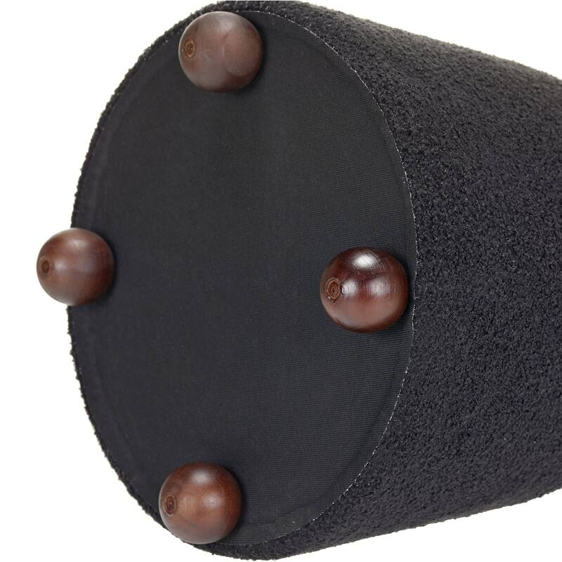 Modern Mushroom Round Ottoman with Storage and Plush Teddy Upholstery