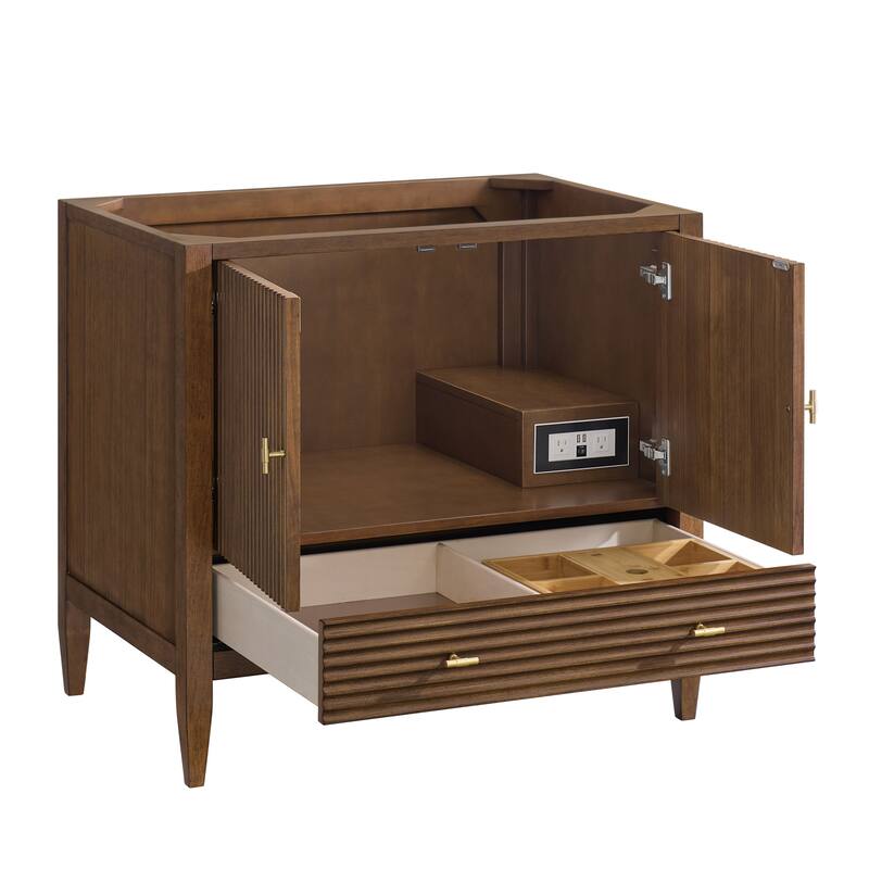 James Martin Vanities Myrrin 36" Vanity, Mid Century Walnut