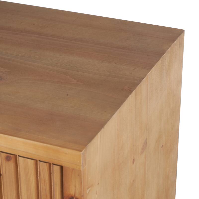 Brown Wooden Ribbed 3 Drawers Room Cabinet with Gold Handles and Legs - 20"W x 36"L x 32"H