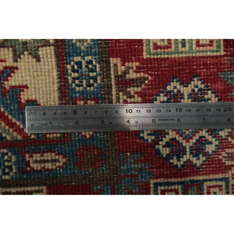 Hand Knotted Oriental 100% Wool Carpet Traditional Geometric Beige & Ivories Kazak Area Rug - 5' 11'' X 4' 1''