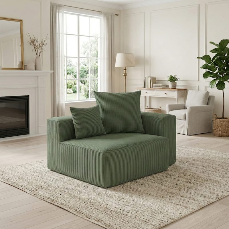 51"W Oversized Modular No Assembly Corduroy Accent Corner Chair