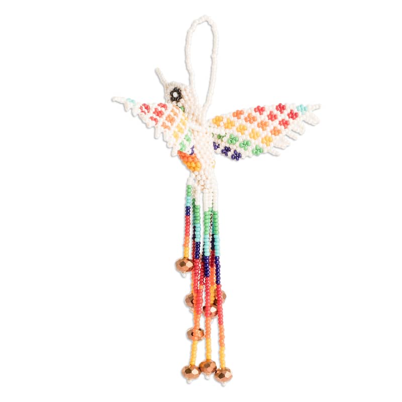 Novica Handmade Hummingbird Fantasy Glass Beaded Home Accent