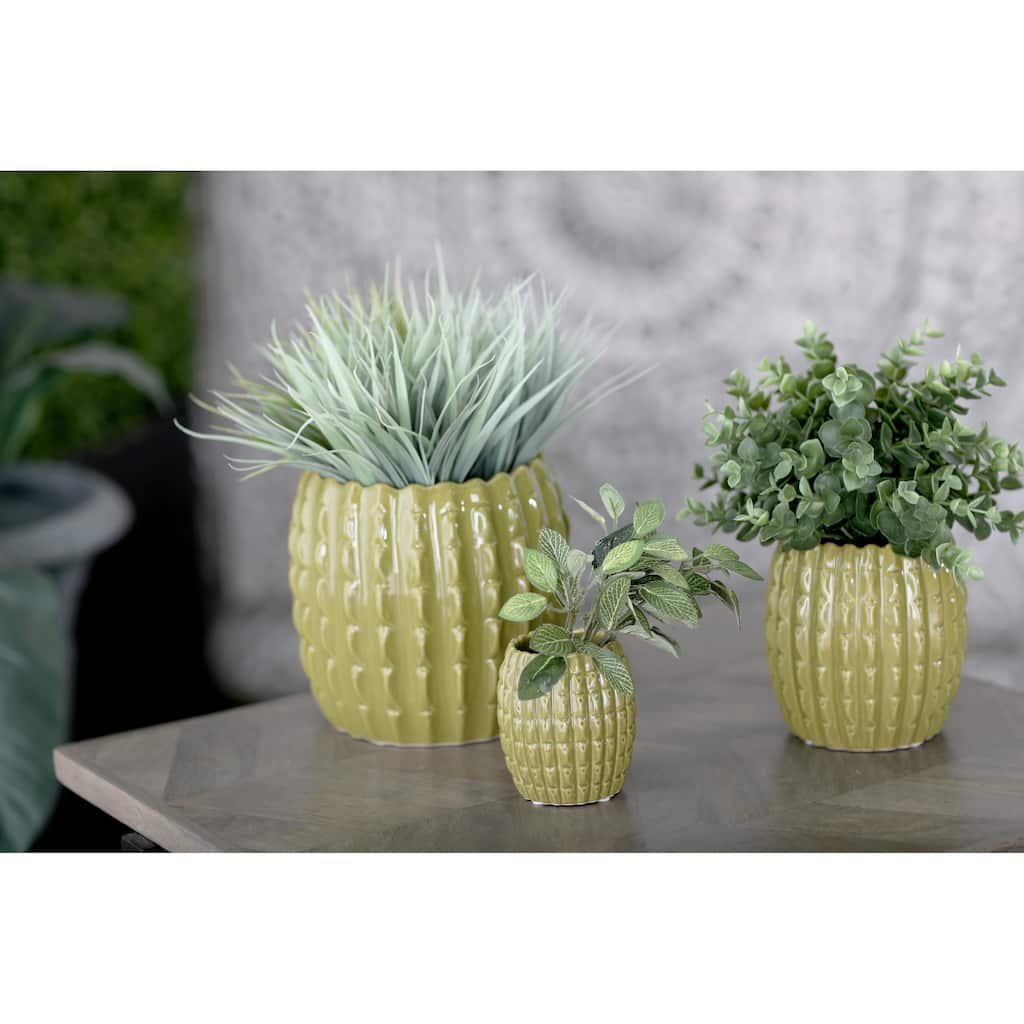 White or Green Ceramic Traditional Planter (Set of 4)