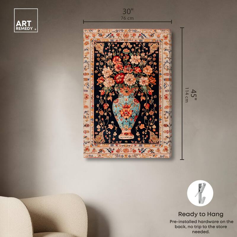 Persian Vase and Flowers II Canvas by Art Remedy, Gallery Wrapped
