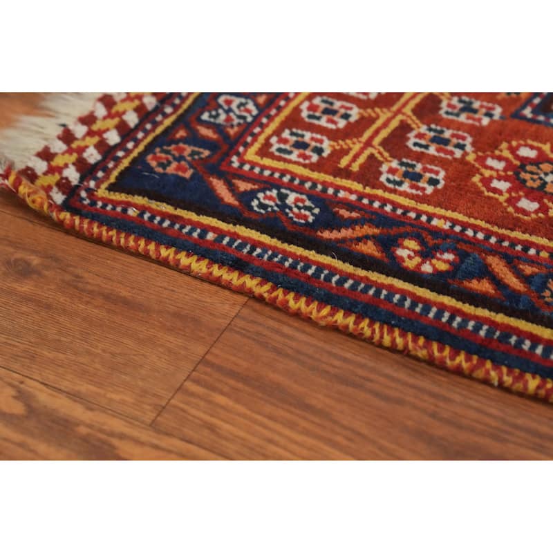 Hand Knotted Oriental 100% Wool Carpet Traditional Floral Oranges & Rust Qashqai Area Rug - 8' 6'' X 5' 1''