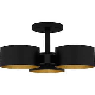Matte Black Three Light Semi Flush Mount from the Quoizel Semi-Flush Mount Collection