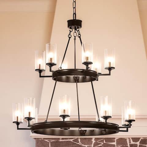 Luxury Rustic Chandelier, 40.375"H x 47.125"W, with Industrial Style, Charcoal , by Urban Ambiance - 40-3/8H x 47-1/8W x Dep