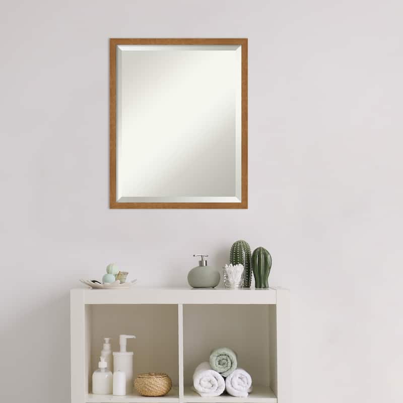 Beveled Wood Bathroom Wall Mirror - Carlisle Blonde Narrow Frame - Carlisle Blonde Narrow