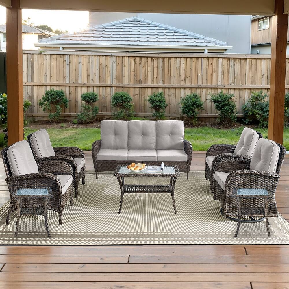 Gymojoy Outdoor Wicker Patio Furniture Sofa & Chair Set - Luxurious Comfort, Weather-Resistant