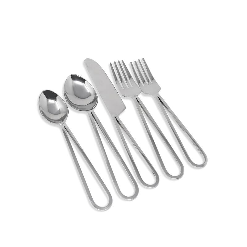 Service for 4 - Dishwasher Safe 20 Pc Flatware Set with Loop Design Handles