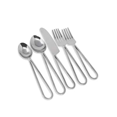 Service for 4 - Dishwasher Safe 20 Pc Flatware Set with Loop Design Handles