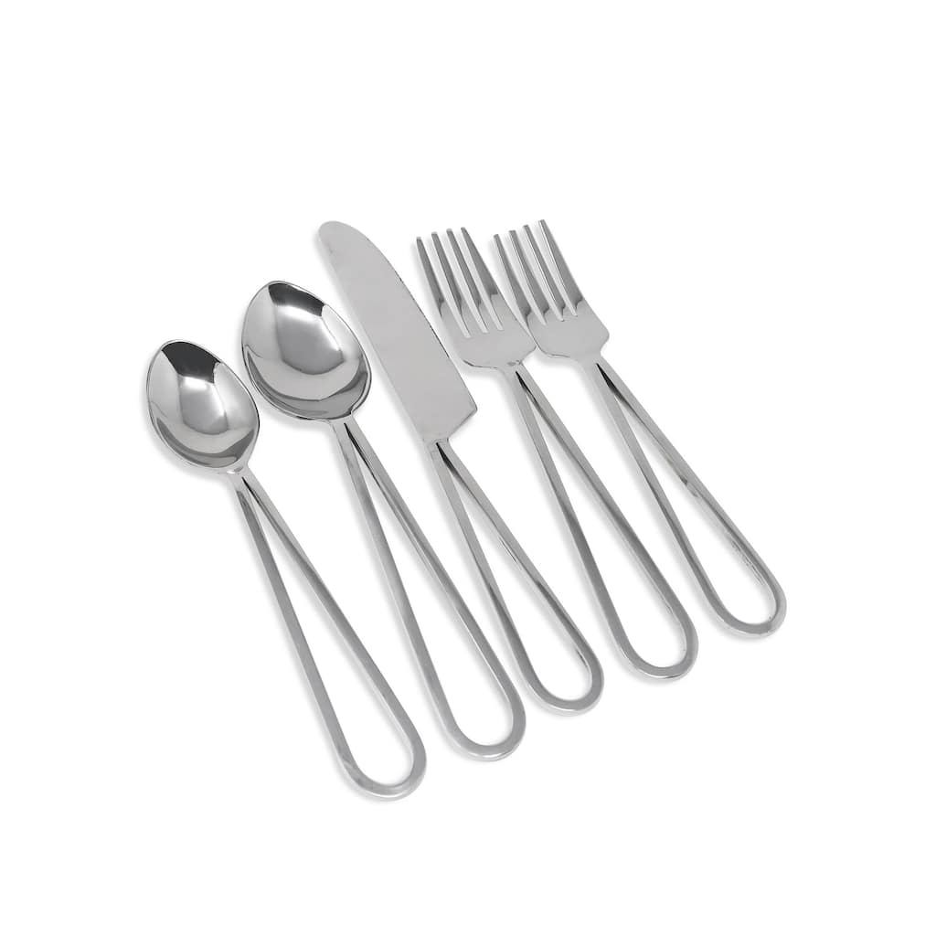 Service for 4 - Dishwasher Safe 20 Pc Flatware Set with Loop Design Handles