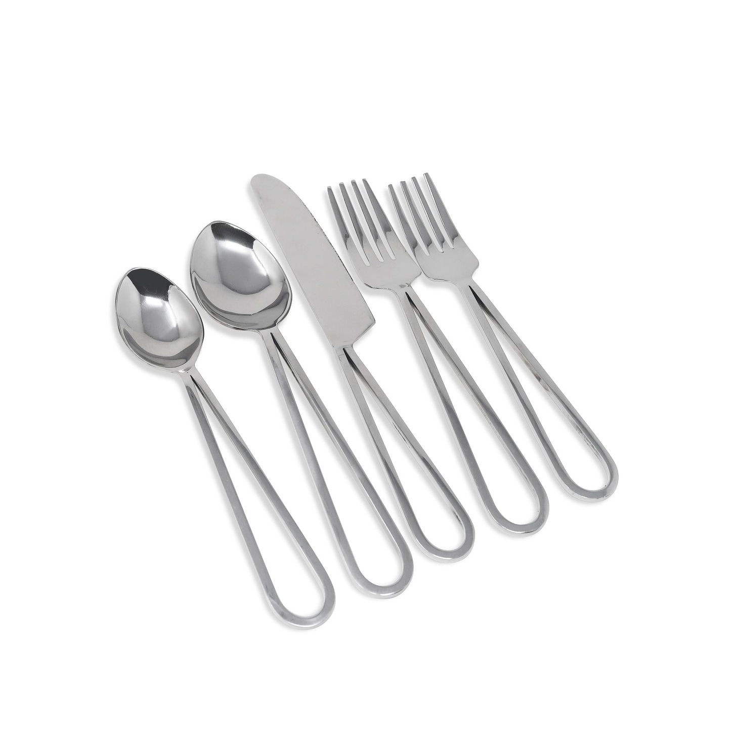 Service for 4 - Dishwasher Safe 20 Pc Flatware Set with Loop Design Handles