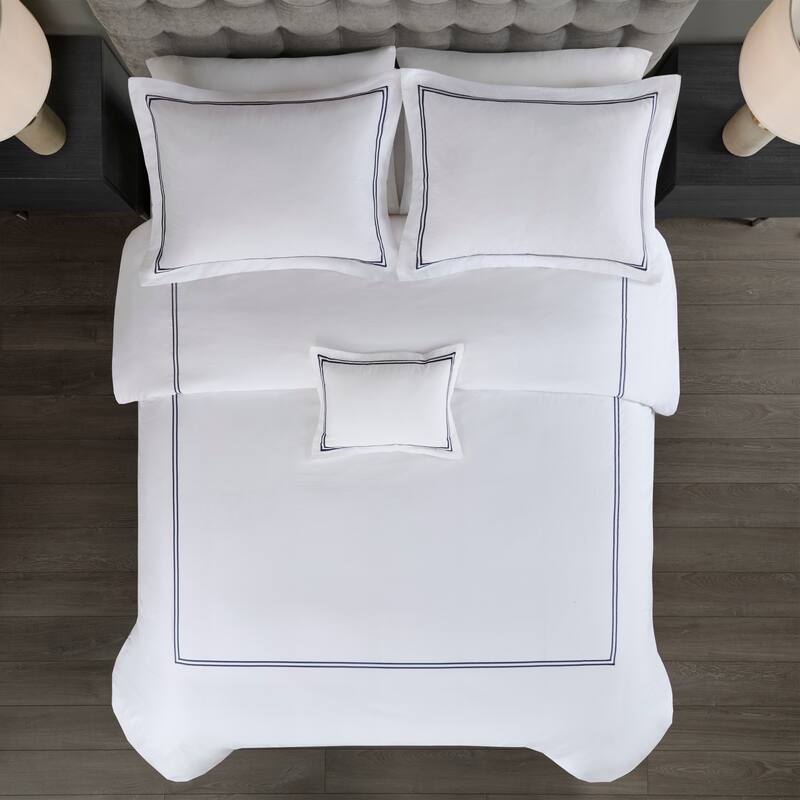 Madison Park Signature 500 Thread Count Luxury Collection 100% Cotton Sateen Embroidered Comforter Set
