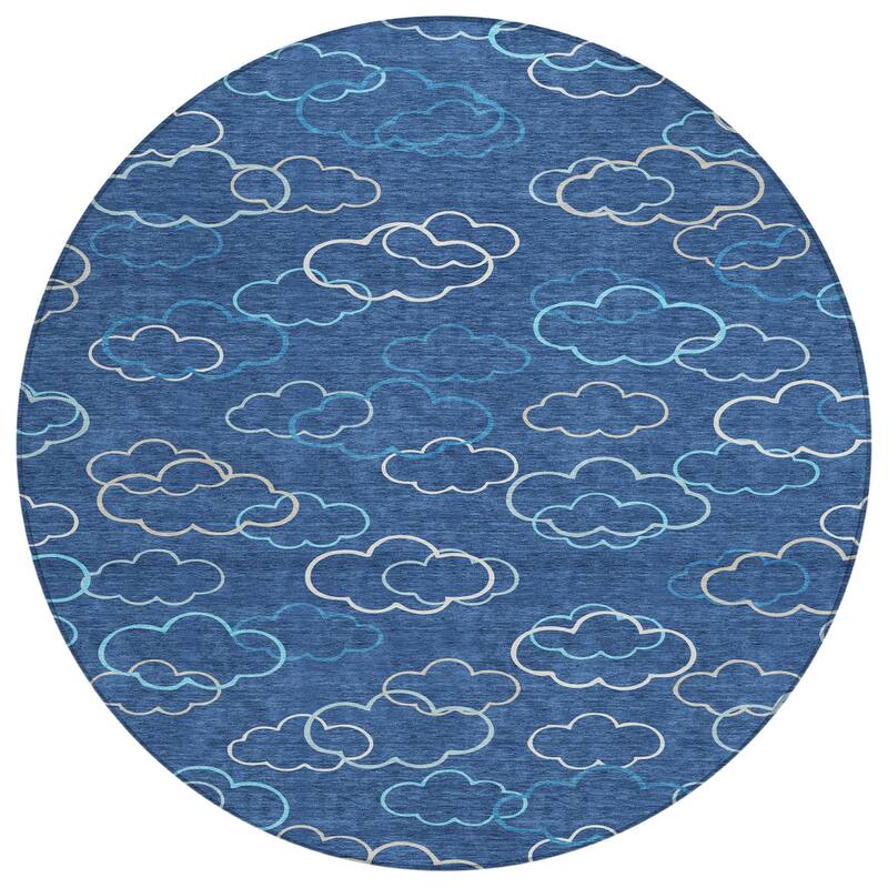 Machine Washable Indoor/ Outdoor Modern Clouds Chantille Rug