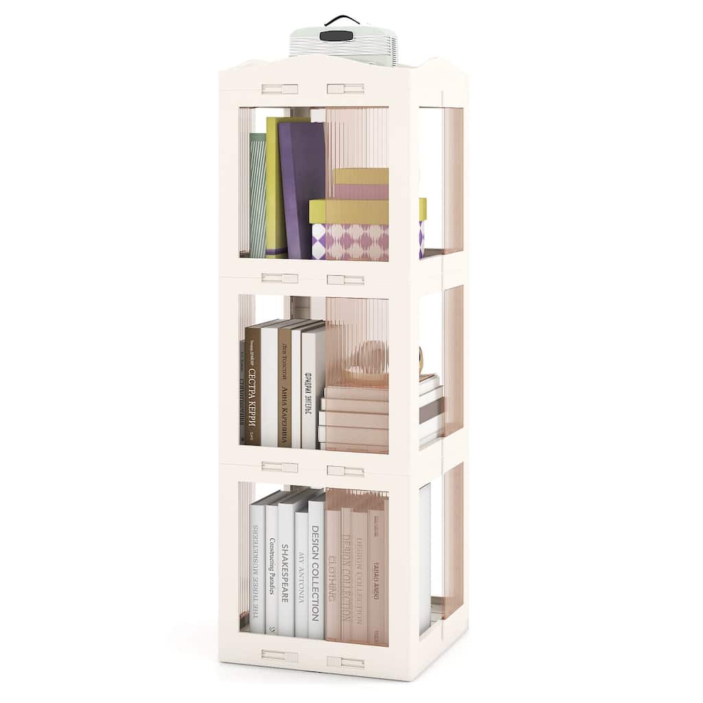 Costway 360° Spinning Bookcase with Swivel Base, 3-Tier Revolving - See Details